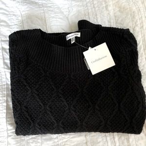 croft&barrow black cable knit sweater